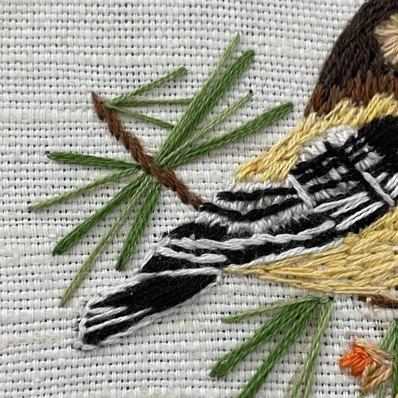 Handmade Birds Embroidery Hoop Art Wall Hanging Lace Needlepoint Sparrow Finch - Picture 11 of 13